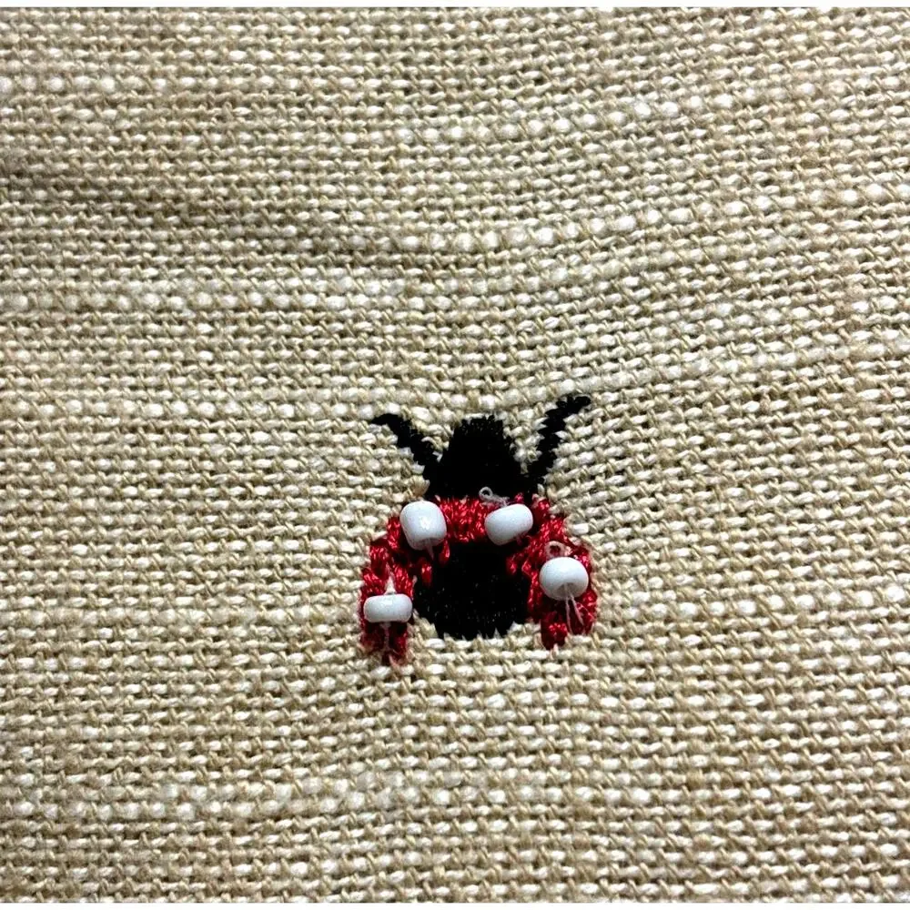 Bug Insect Butterfly Embroidered Pillow w/ Tassels, Beetles, Bees, ladybugs 22
